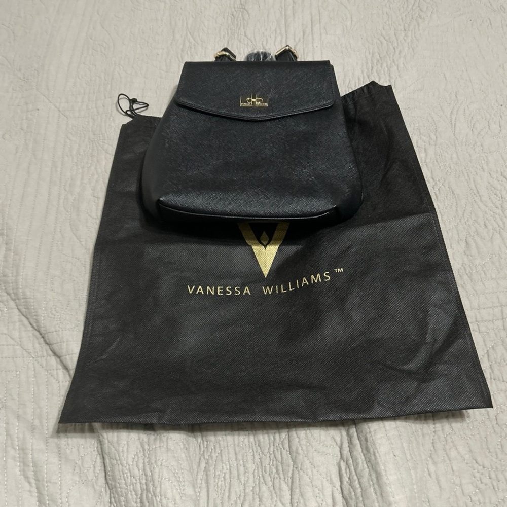 Vanessa Williams Black Leather Backpack